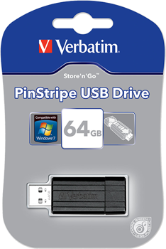 Picture of Verbatim 49065 64GB PinStripe USB Drive