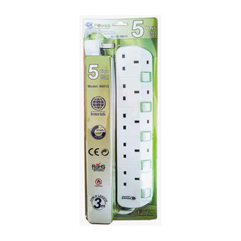 GK Power 5 Way UK Plug Power Extension Multi Socket