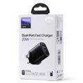 JOYROOM JR-QP2011 20W Dual Port Fast Charger QC3.0+PD Portable Mini Charger Block Cell Phone Wall Charger Adapter for iPhone 12/13 Series - Black 