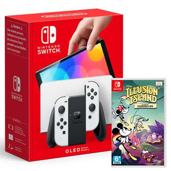 Nintendo Switch Console OLED White Joy-Con + Disney Illusion Island Game