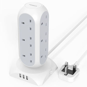 Tessan Supplier 15-in-1 Power Strip Tower With 12 AC Outlets+ 3 USB Ports