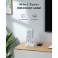 Tessan Supplier 15-in-1 Power Strip Tower With 12 AC Outlets+ 3 USB Ports